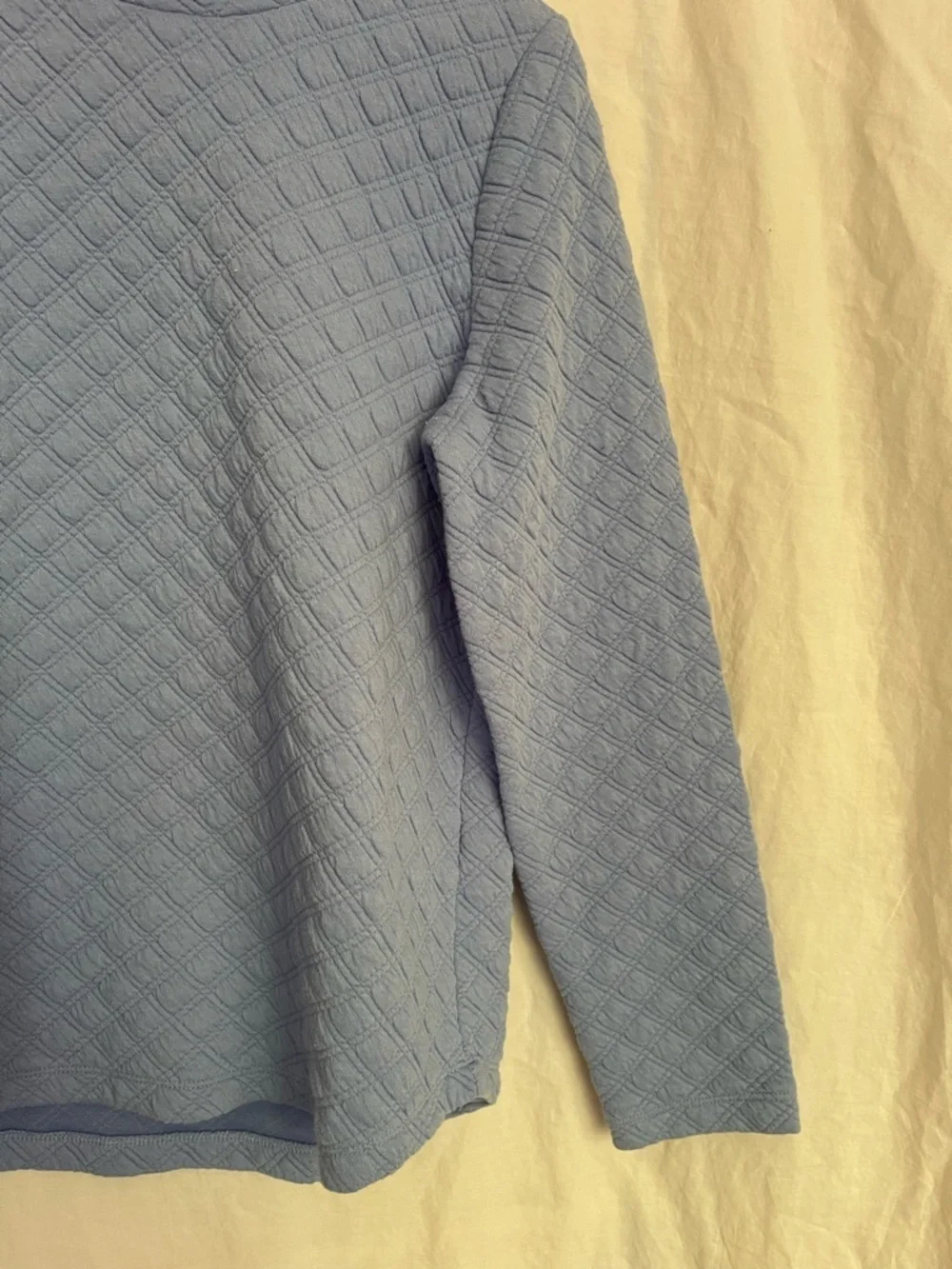 J. Crew Quilted Mockneck Pullover Periwinkle Diamond Knit Sweatshirt Size XS